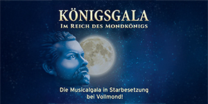 Blaues Poster zur Königsgala mit Mond und Profil
